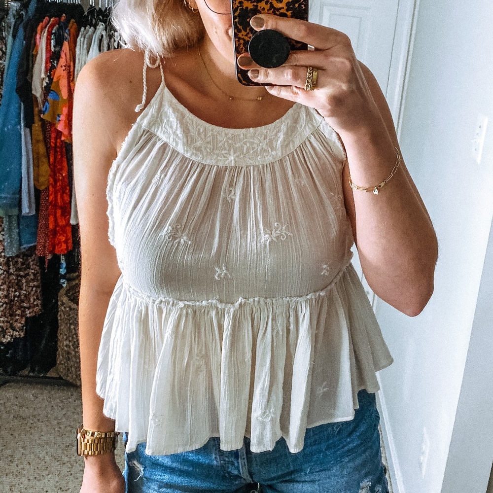 American Eagle Boho Bib Neck Flowy Tank